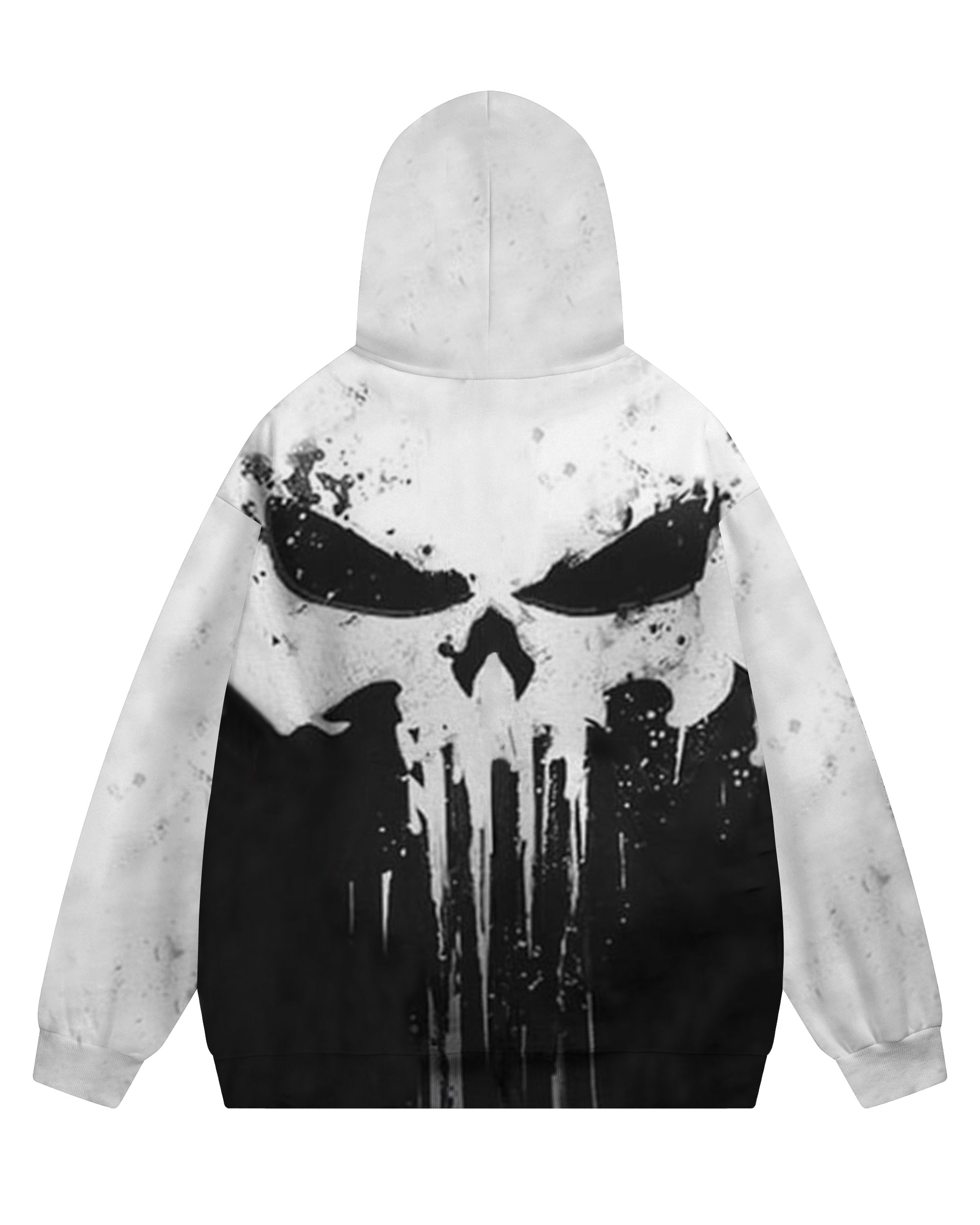 Men's Plus Size Viking Skull Contrast Full Zip Up Sports Hoodie