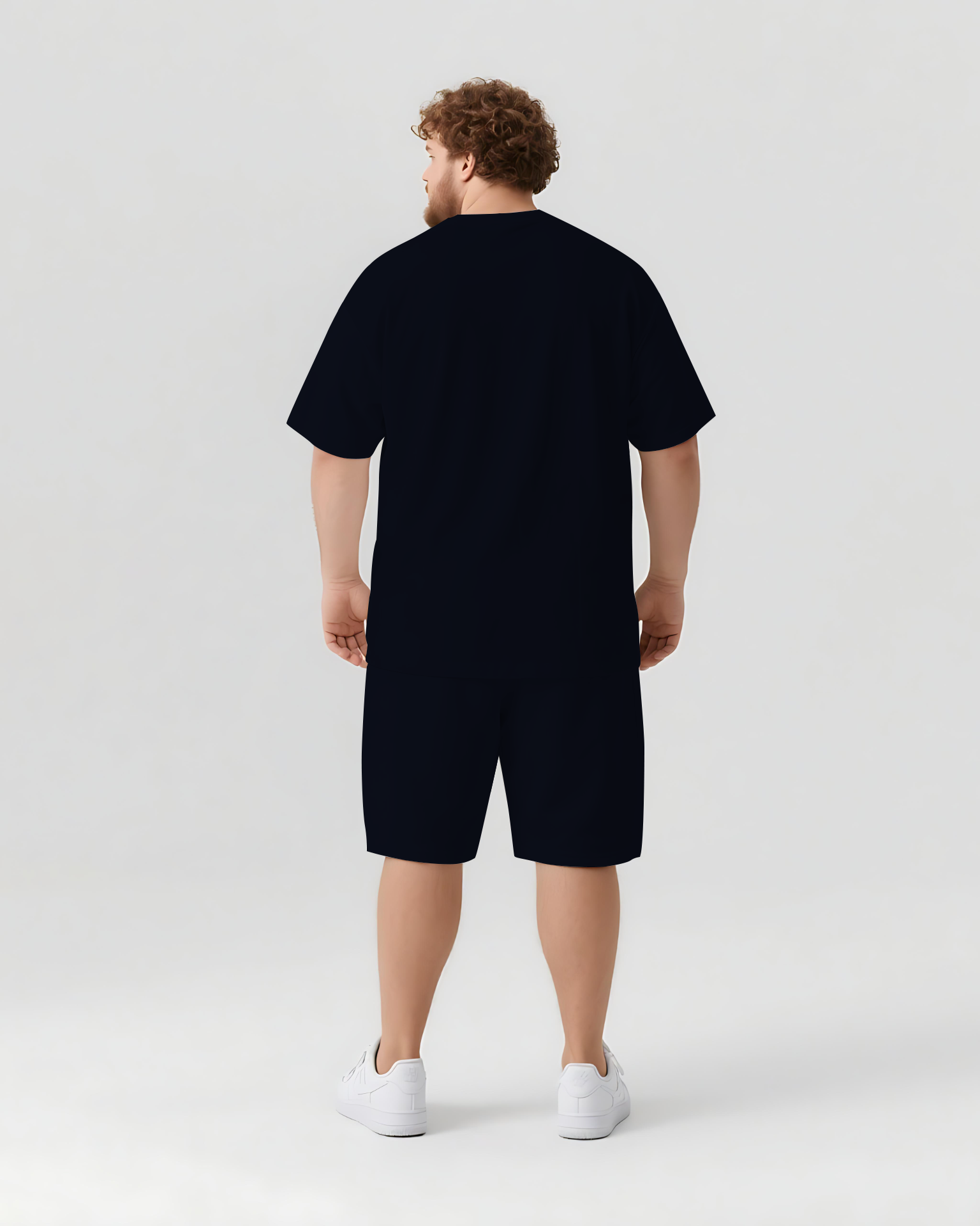 Stop Never Sky Has No Limits Men's Big and Tall Simple Lettering Short Sleeve T-shirt Shorts Set