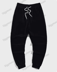 Men's Large Size Casual Hip Hop Black Funny Bear Hoodie Two Piece Set