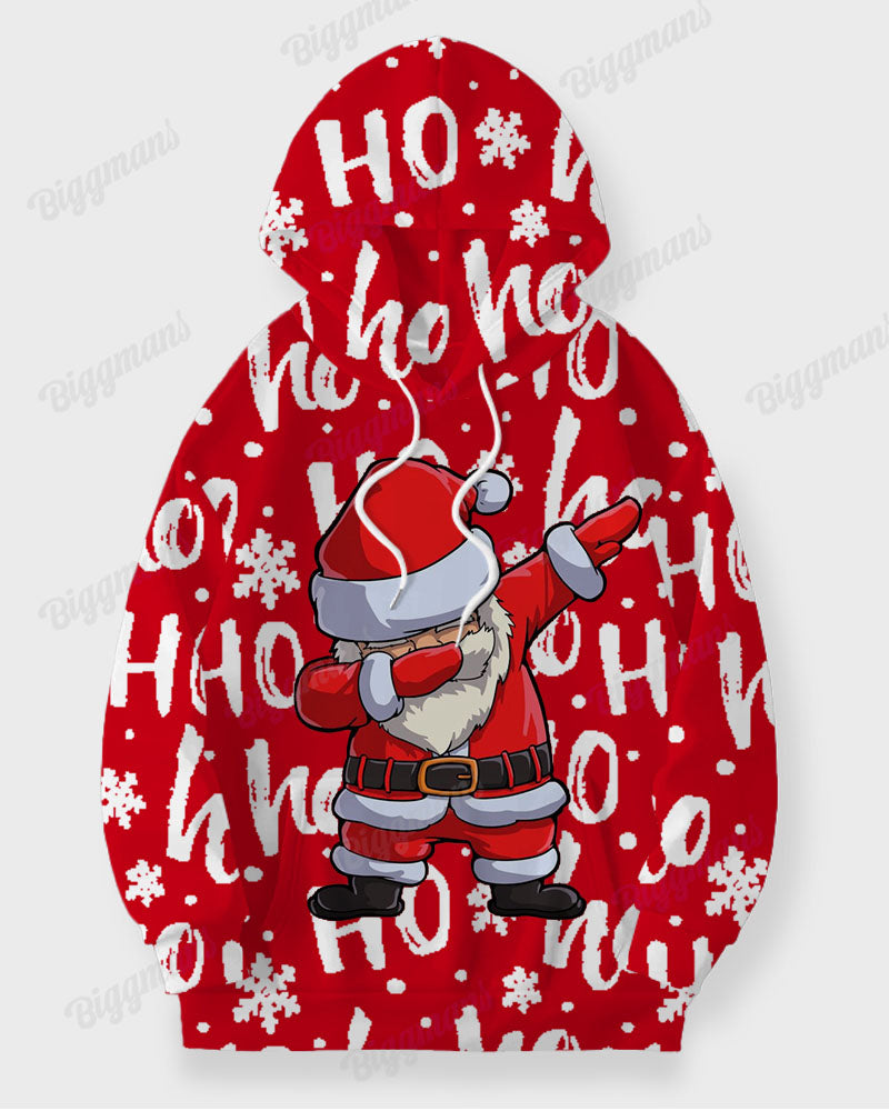 Men's Christmas Red Cartoon Alphabet Print Big and Tall Hoodie Set