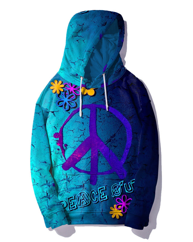Women's Big and Tall Blue Floral Peace Hoodie Set (Pack of 2)