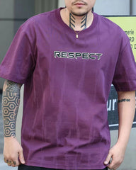 4XL-8XL Big & Tall Men's Daily Leisure Vertical Respect Letter Cotton Crewneck Short-sleeved T-shirt
