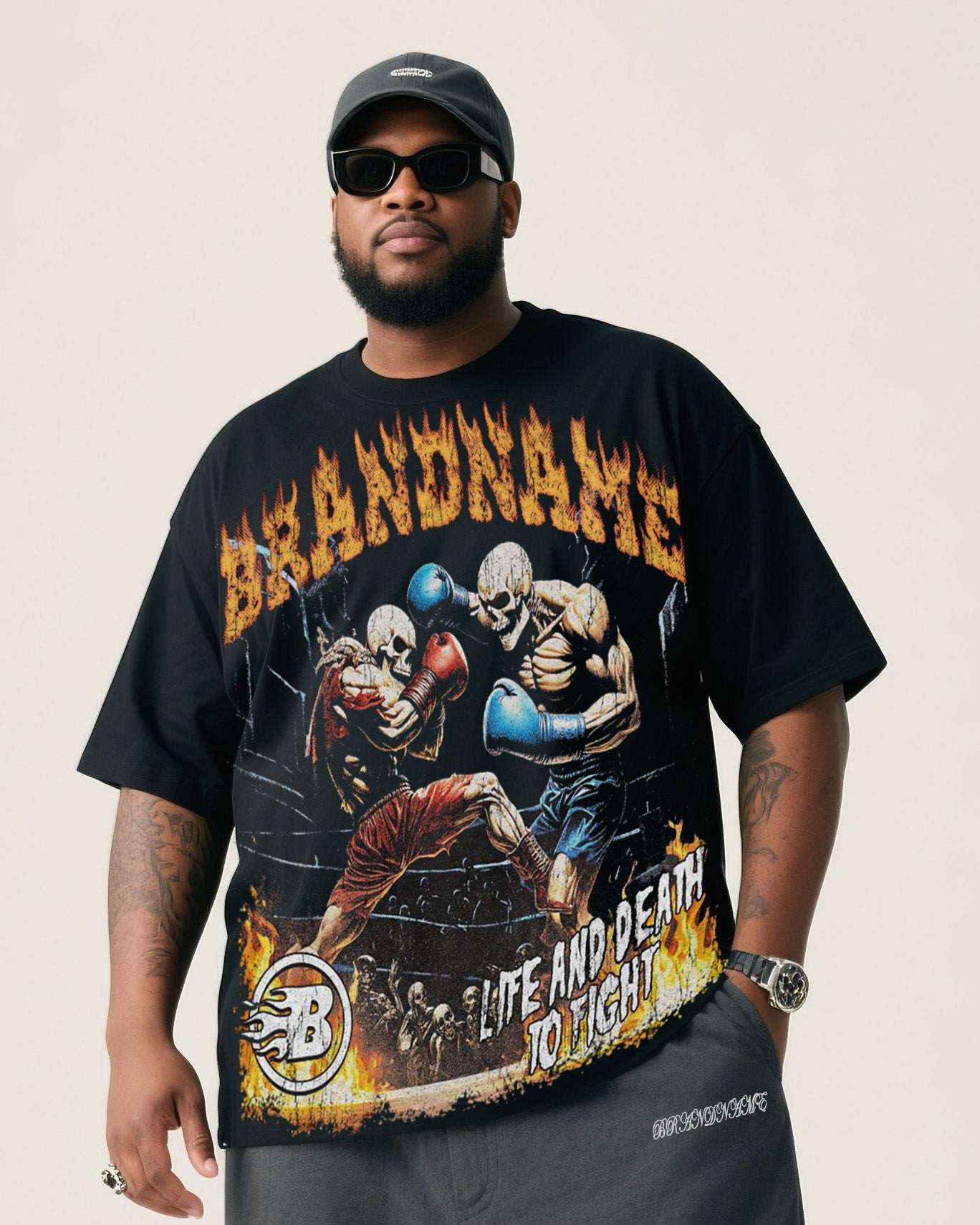 Big Boy Essential Fashion Street Skull Challenge Fighting T-shirt Pants Suit