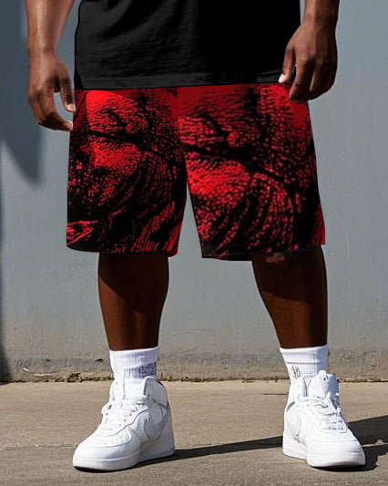 Skull’s Bold Story Burns On Big & Tall Men's Skull Theme Daily Short Sleeve T-shirt 2-Piece Set