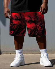 Skull’s Bold Story Burns On Big & Tall Men's Skull Theme Daily Short Sleeve T-shirt 2-Piece Set
