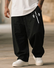 Big & Tall Men's Jesus Dumbbell Striped Printed T-Shirt Trousers Suit