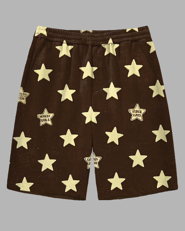 Men's Big Size Street Style Simple Stars All Over Printed Outdoor Casual Shorts