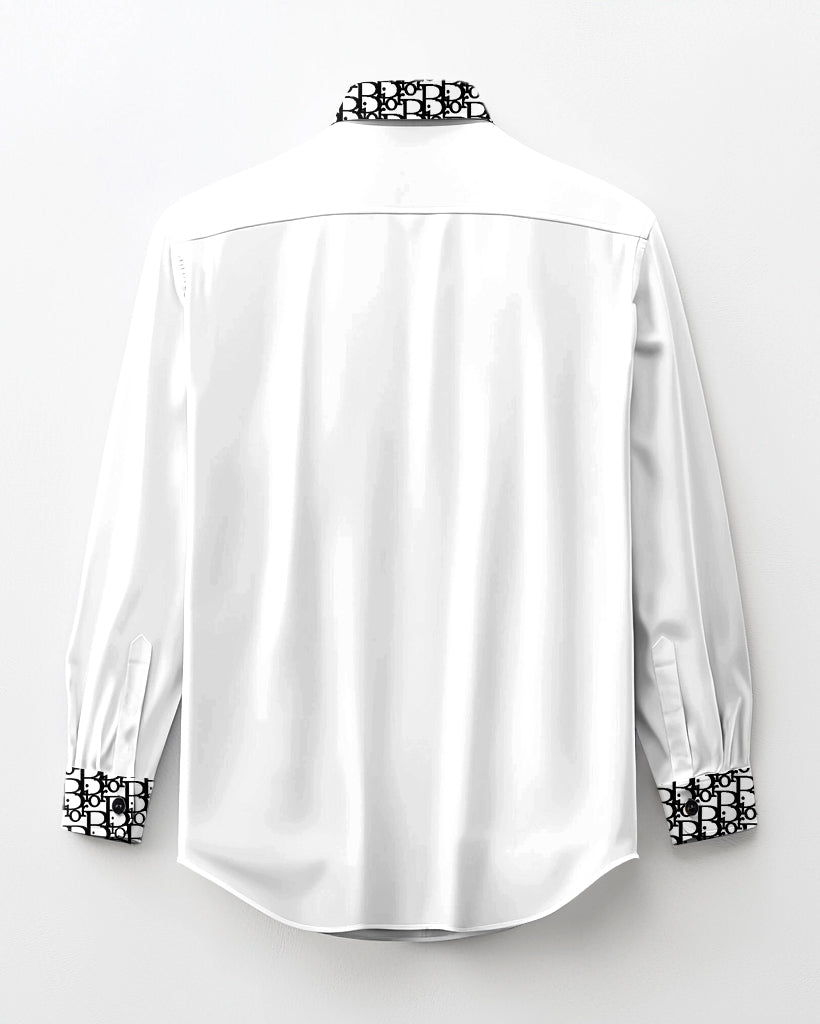 100% Cotton Featured Patchwork Lapel Long Sleeve Shirt Big Guys