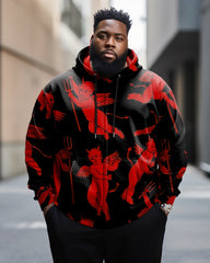 Men's Plus Size Casual Streetman Angel Zip Up Hoodie