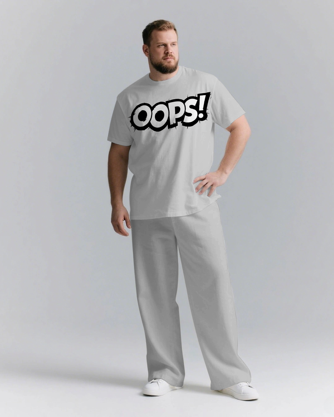 OOPS! Slogan T-shirt & Pants Set