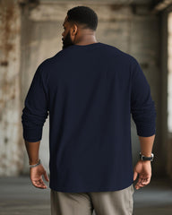 Big & Tall Men's Blue Skull Colorblock Print Long Sleeve Tee
