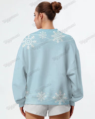 Women's Plus Size Retro Snowman Snowflake Print Long Sleeve Sweatshirt