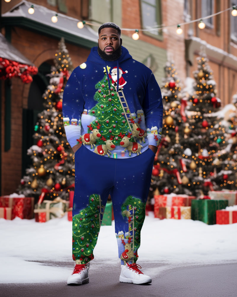 Men's Big & Tall Christmas Tree Santa Elk Hoodie Set of Two