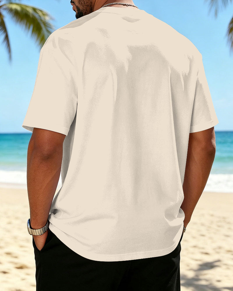 Big & Tall Men's Funny Piano Cartoon Print Crewneck Short Sleeve T-Shirt