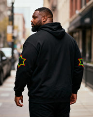 Big & Tall Men's "JAH BLESS" Green Yellow Red Crown Print Hoodie