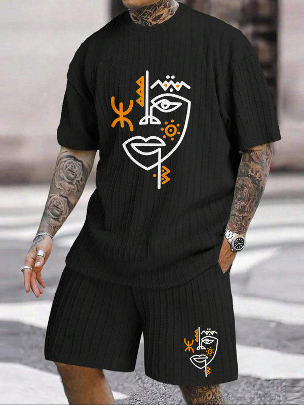 Abstract Face Art Print Texture Large Size Set