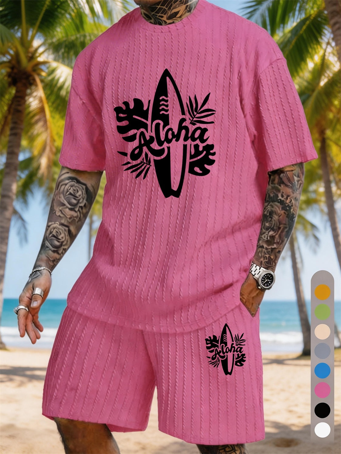 ALOHA Surfboard Tropical Plant Print Texture Large Size Vacation Set