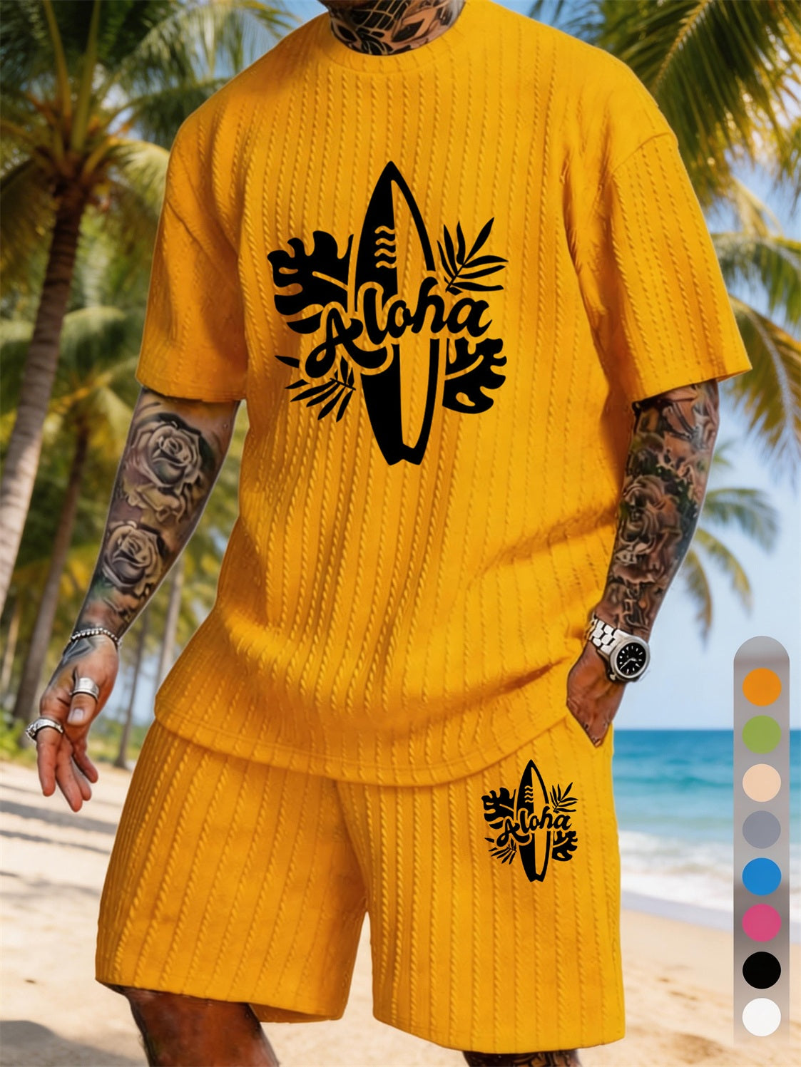 ALOHA Surfboard Tropical Plant Print Texture Large Size Vacation Set