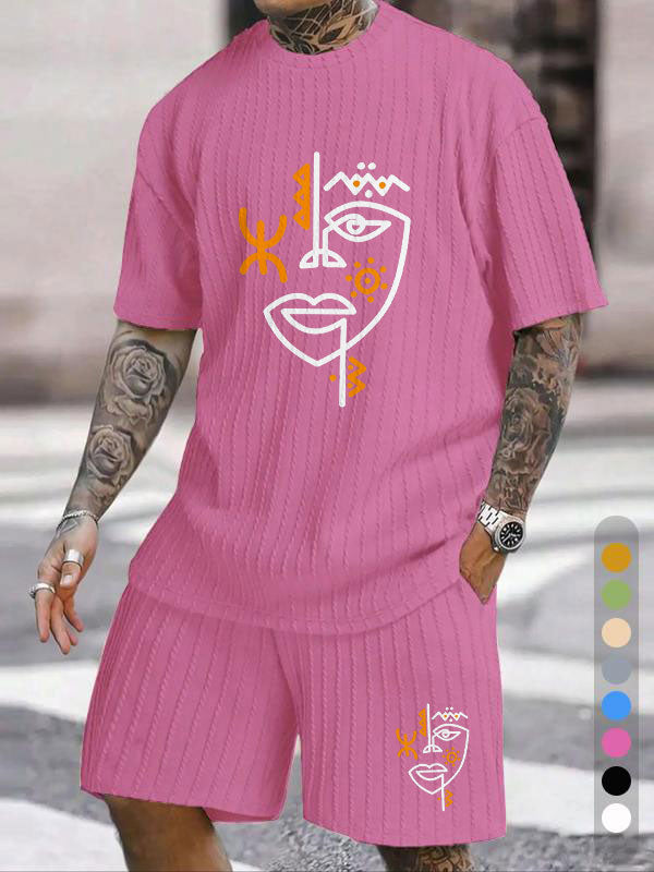 Abstract Face Art Print Texture Large Size Set