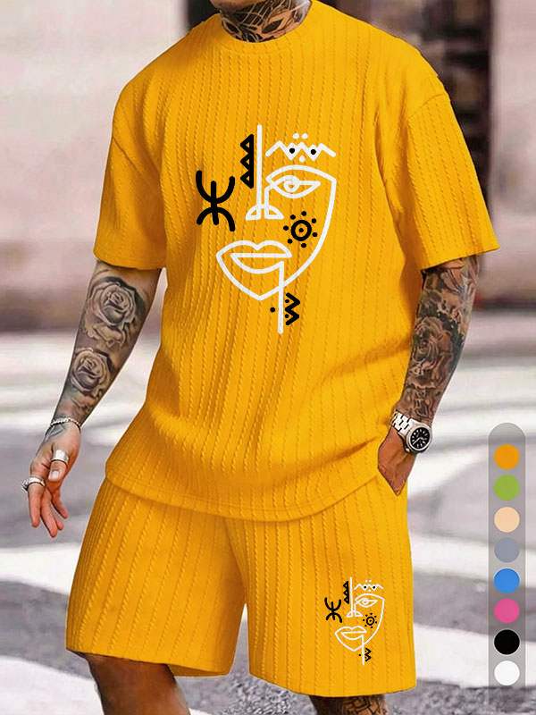 Abstract Face Art Print Texture Large Size Set