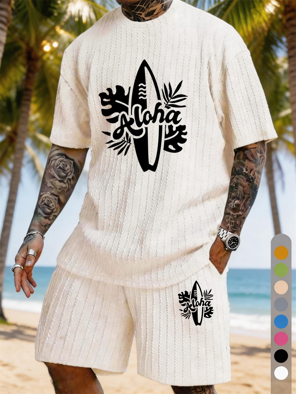 ALOHA Surfboard Tropical Plant Print Texture Large Size Vacation Set