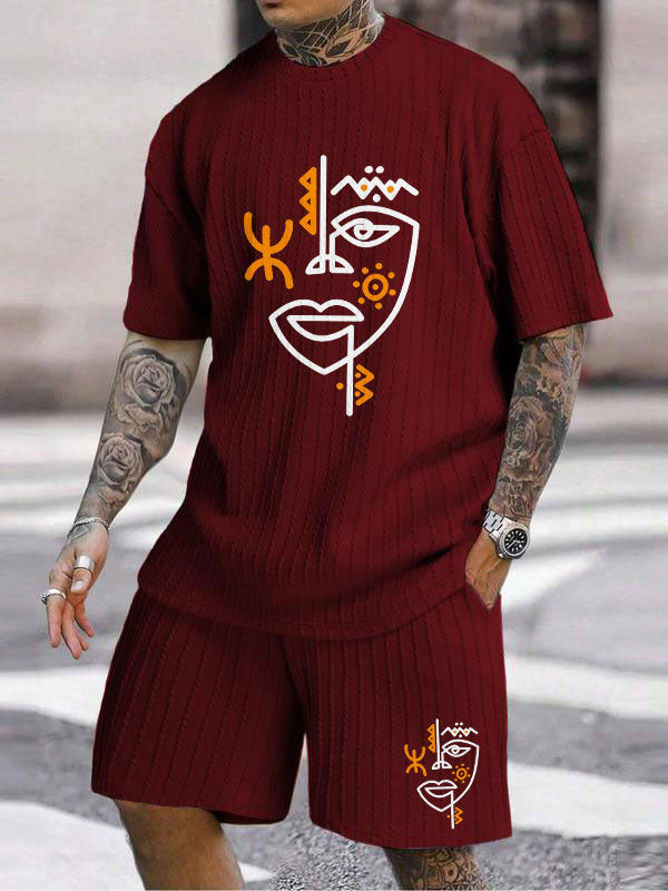 Abstract Face Art Print Texture Large Size Set