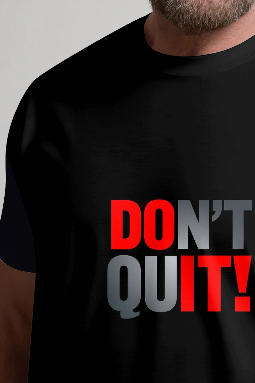Quit Is Not In Your Code Men's Big and Tall Simple Lettering Short Sleeve T-shirt 2-Piece Set