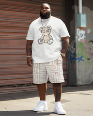 Men's Big & Tall Geometric Bear Print T-Shirt Shorts Set