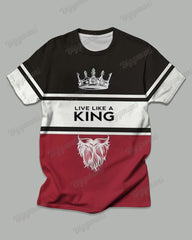 Men's Plus Size Black And Red Color Block Letter Print T-shirt Trousers Suit