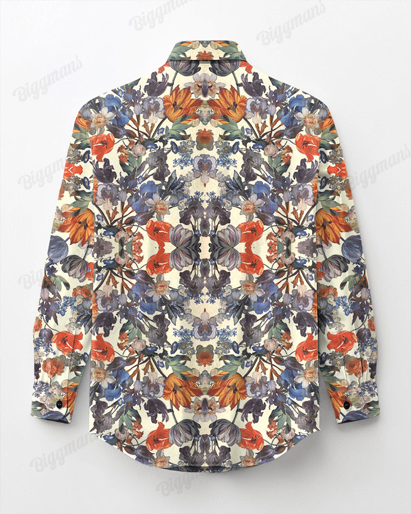 Dream Garden Cotton Long Sleeve Shirt Men's Plus Size