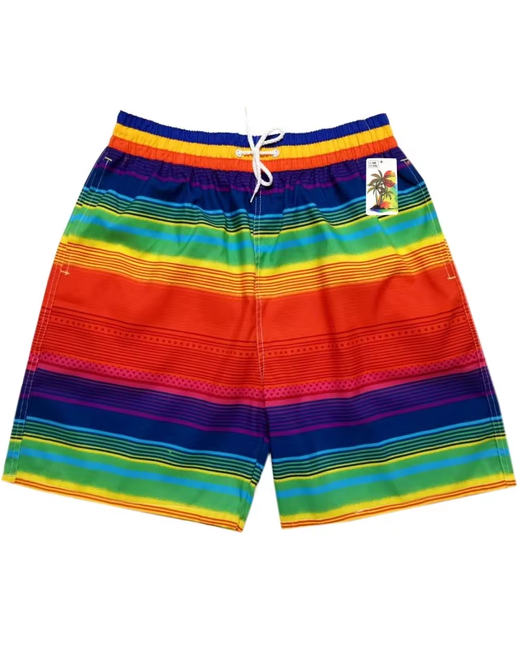 Big & Tall Men's Hawaii. Summer Multi-level Rainbow Color Matching Gradient. Seaside Beach Pants
