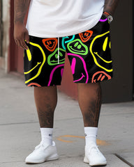 Colorful Smiley Face Letter Print Large Men's Suit