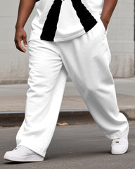 Men's Big & Tall Street Style NEVER SURRENDER Printed Casual Short Sleeve T-shirt Pants Suit