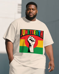 Big Men's Comic Style Fist Juneteenth Theme 2- Piece Short Sleeve T-Shirt & Shorts Suit