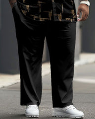 Men's Big & Tall Simple Geometric Print Short Sleeve Shirt Set