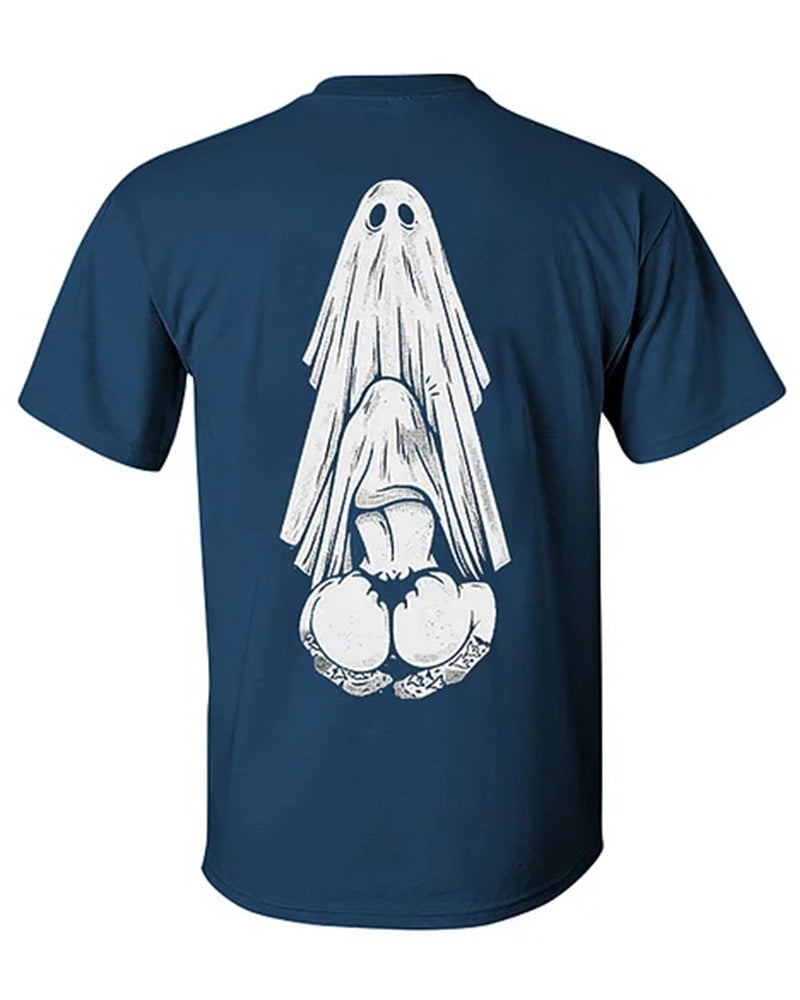 Men's Plus Size Street Fashion Oral Sex With Ghost Dirty Love Printed Crewneck Short Sleeve T-Shirt