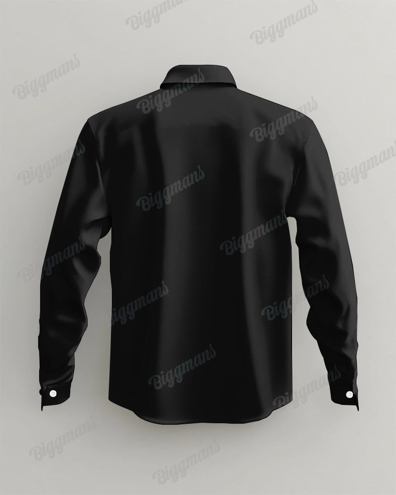 Men's Plus Size Ethnic Silver Pattern Long Sleeve Shirt Two-Piece Set