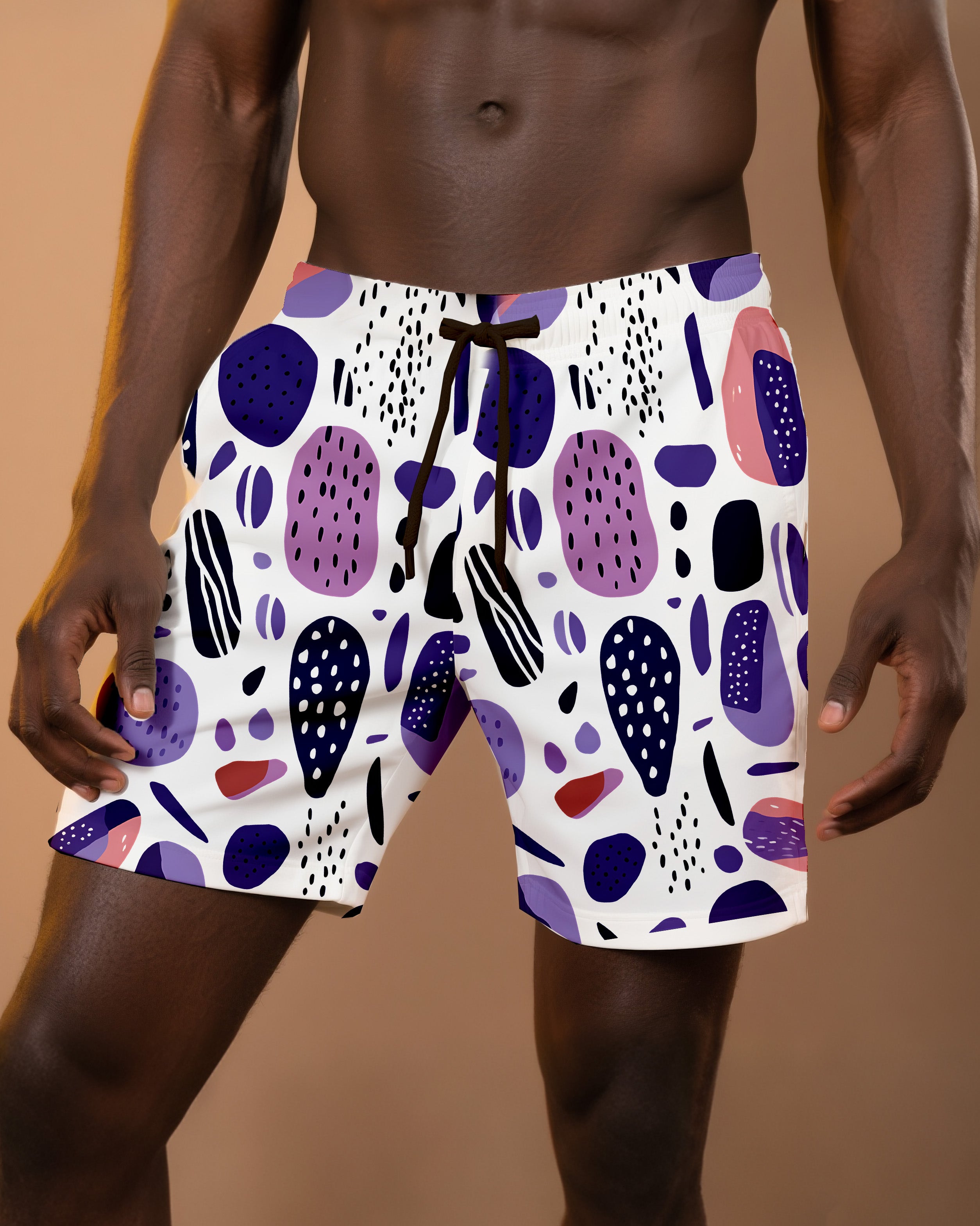 Big & Tall Men's Daily Leisure Hawaii. Irregular Abstract Floral Print Casual Shorts