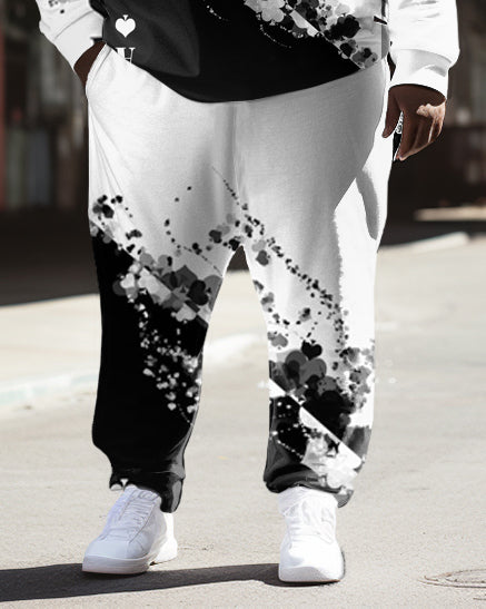 Men's Plus Size Casual Daily Splash A Long Sleeve Hoodie Set