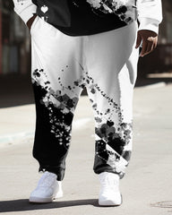 Men's Plus Size Casual Daily Splash A Long Sleeve Hoodie Set