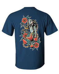 Men's Plus Size Street Fashion Anchor And Mermaid Print Round Neck Short Sleeve T-Shirt