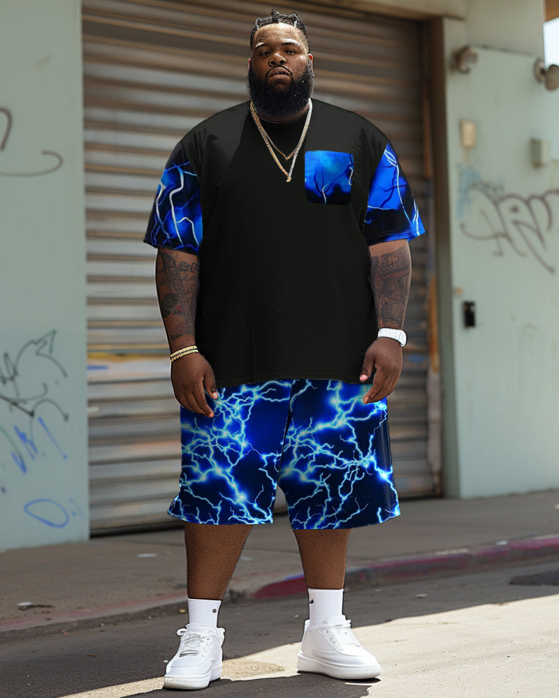 Big Guy’s Street Fashion Electric Print T-Shirt Shorts Set
