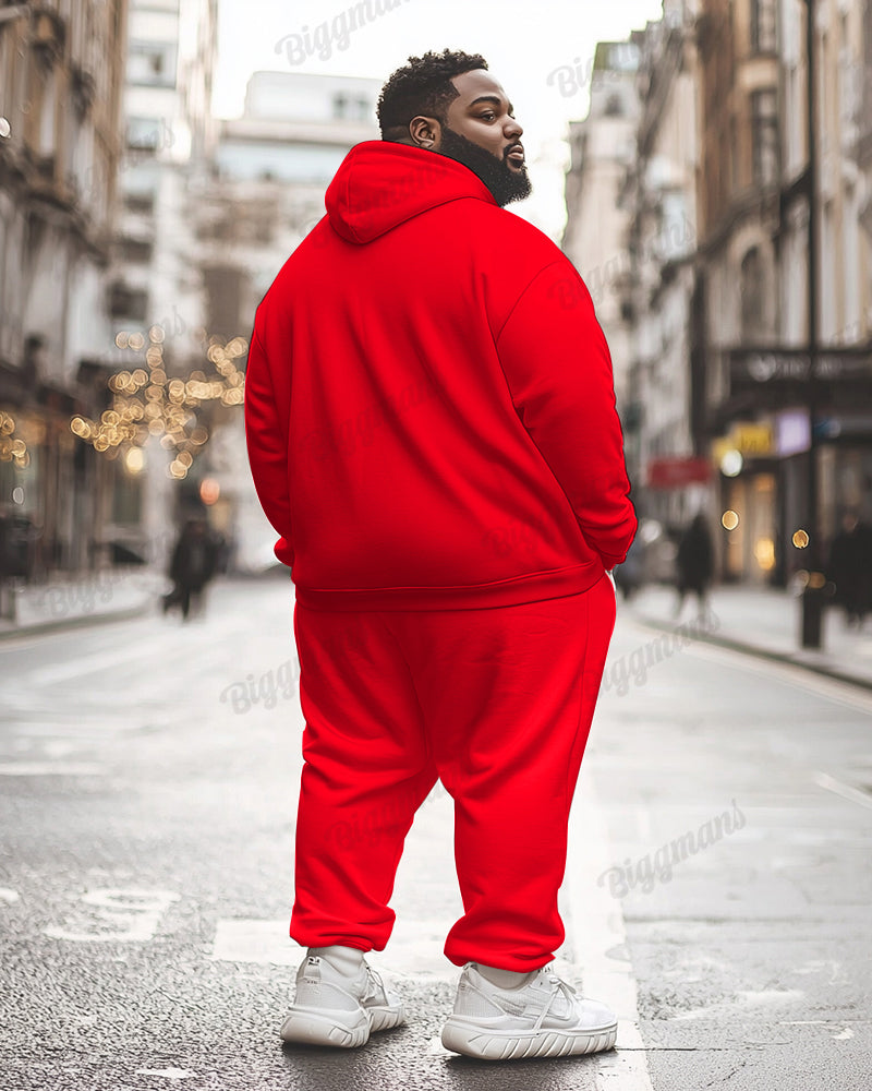Men's Christmas Santa Cosplay Big and Tall Hoodie Sweatpants 2-Piece Set