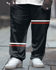 Men's Big & Tall Simple Line Colorblock Alphabet Print T-shirt Trousers Set