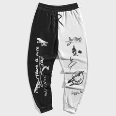 Street Style Big Men's Casual Vintage Splicing Style Trousers