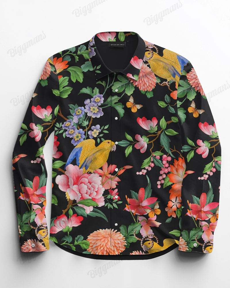 Cockatoo Cotton Long Sleeve Shirt Men's Plus Size