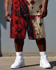 Even Skulls Smile ‘neath Moonrise Men's Romantic Skull Print Big & Tall Short Sleeve T-shirt Set