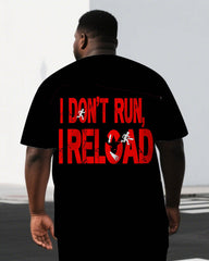 Men's Big & Tall I DON'T RUN Simple Letter Back Print Casual Short-Sleeve T-shirt Punk Style Set