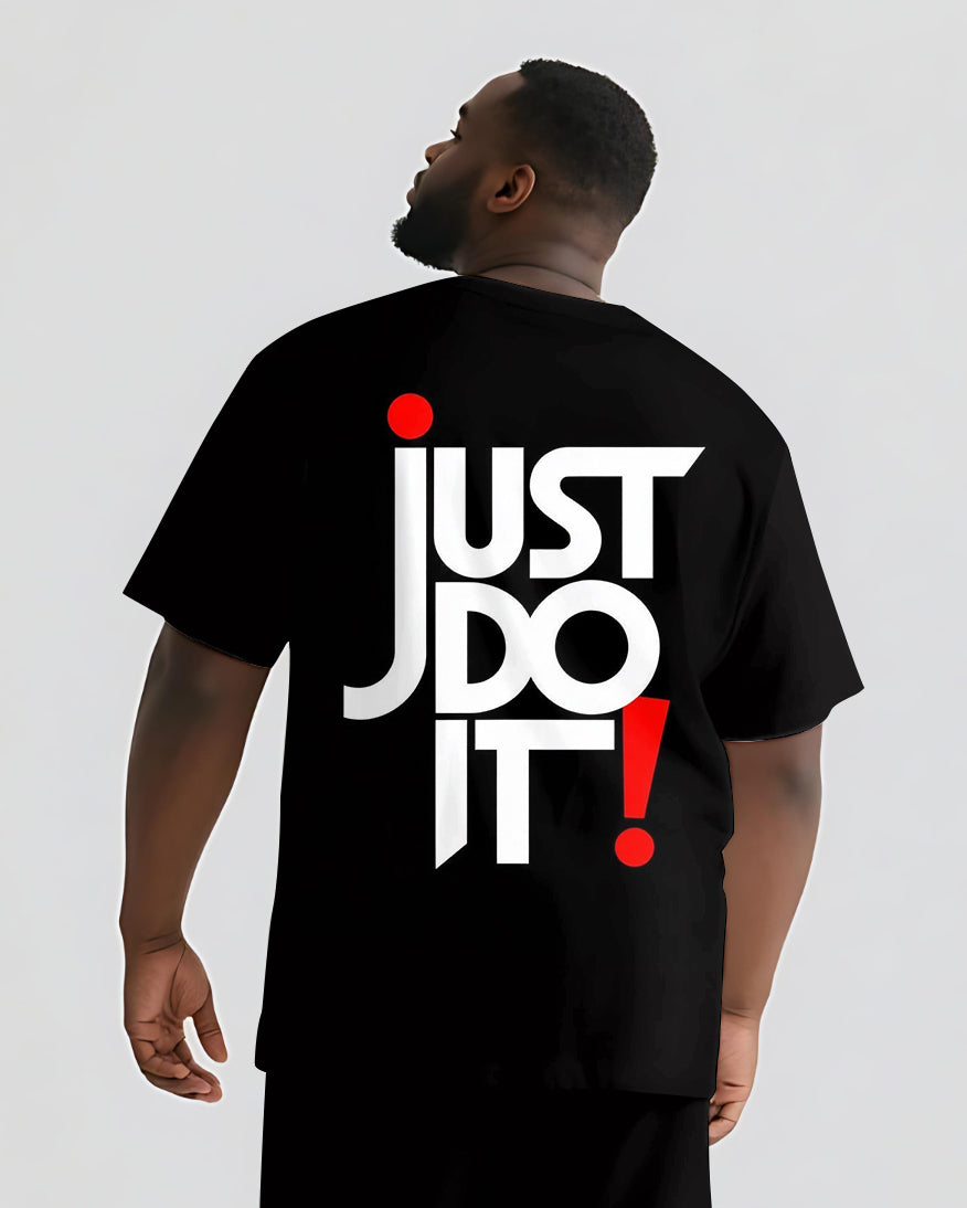 Quit Thinking Start Doing Big & Tall Men's Simple Lettering T-shirt 2-Piece Set