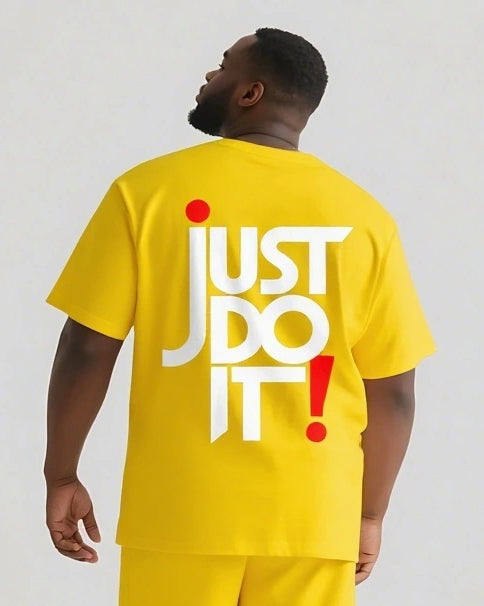 Quit Thinking Start Doing Big & Tall Men's Simple Lettering T-shirt 2-Piece Set